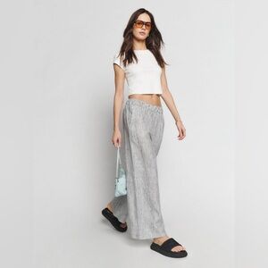 Reformation Ava linen striped pants XS